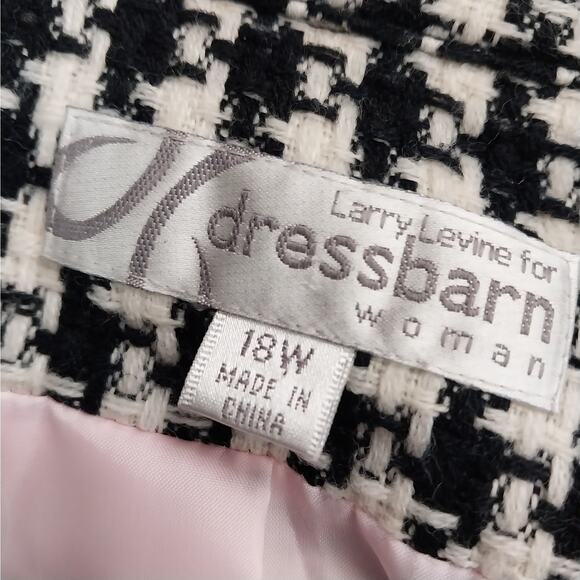 DRESSBARN! BLACK & WHITE NUBBY HOUNDSTOOTH LONG LENGTH JACKET, BLAZER! SZ 18W - Picture 8 of 11